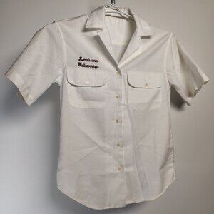 VINTAGE 50s 60s Loop Collar Shirt Short Sleeve Button Down Flap Pocket Painters